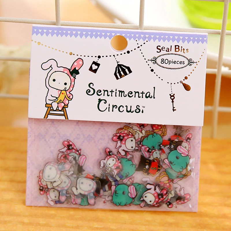 80 шт./упак. DIY Kawaii японский мультфильм ПВХ наклейки Rilakkuma Sentimental Circus наклейка