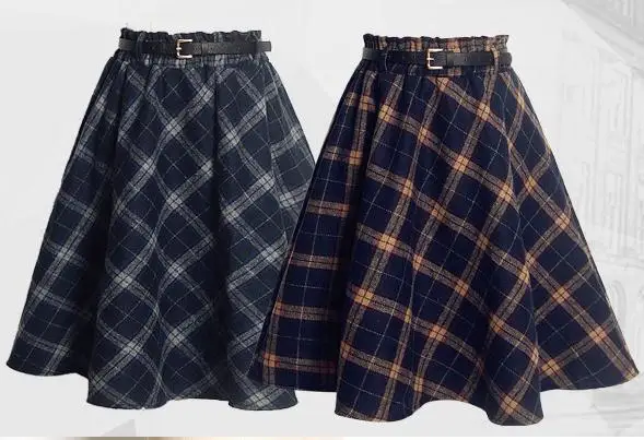Новое поступление модная клетчатая юбка зимняя винтажная трапециевидной формы с