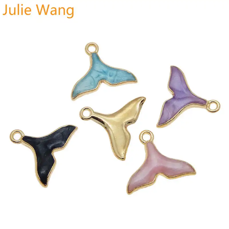 10 шт. эмалированные Подвески Julie Wang для браслета Русалочка Кит рыбий хвост