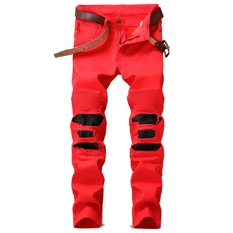 Мужские Марка NEW FASHION Hi Street рваные байкерские джинсы брюки с высокой пяткой