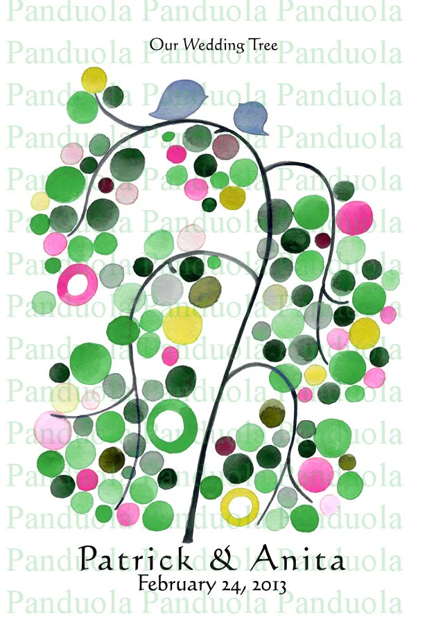 Отпечатков пальцев Подпись Холст Картины Розовое Дерево Свадебный Подарок