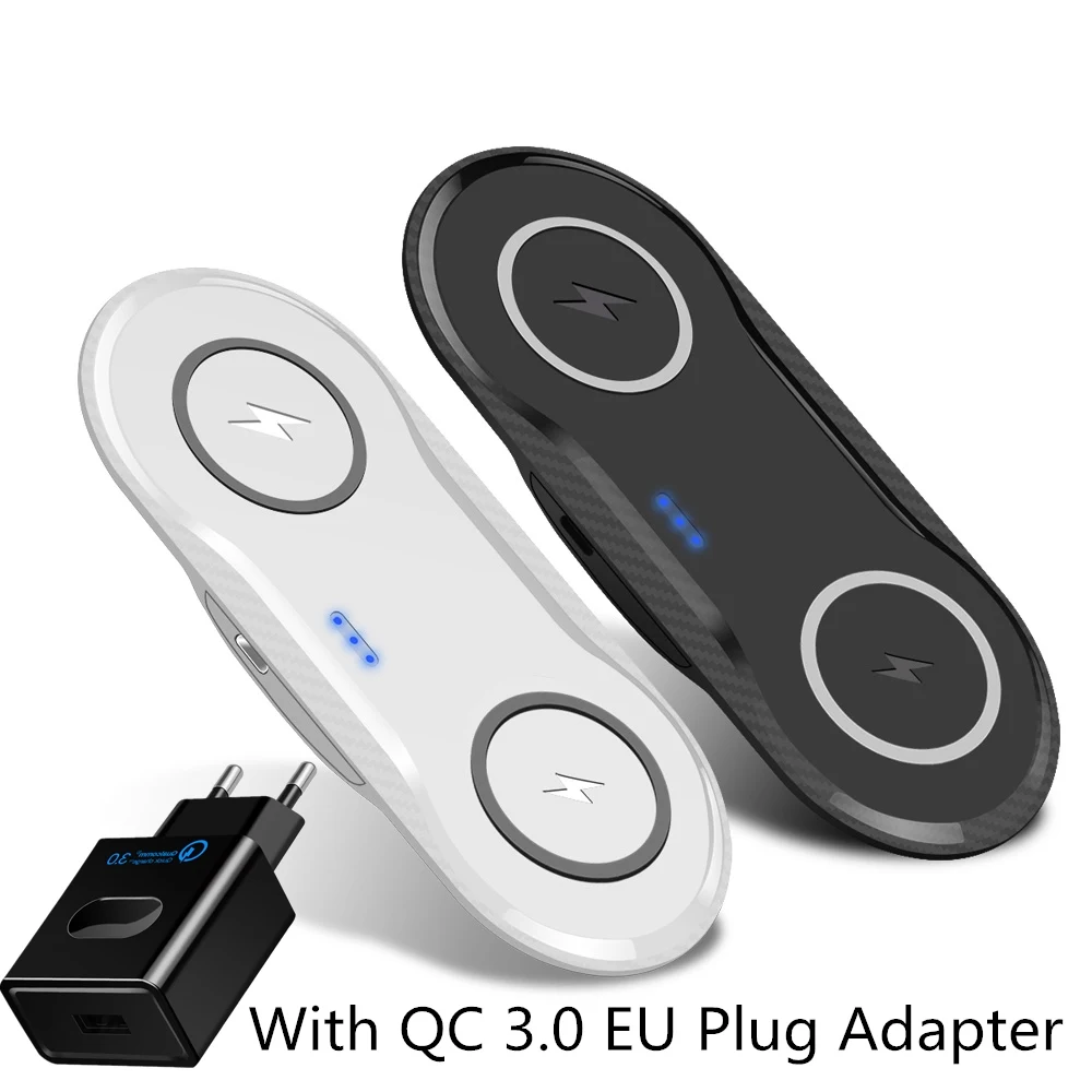 With QC 3.0 EU Plug FDGAO 20 Вт QI Беспроводное зарядное устройство двойной быстрой зарядки для iPhone 11 XS Max XR X 8 Airpods 10 Вт Двойная зарядка для samsung S10 S9 S8 - Тип штекера: With QC 3.0 EU Plug