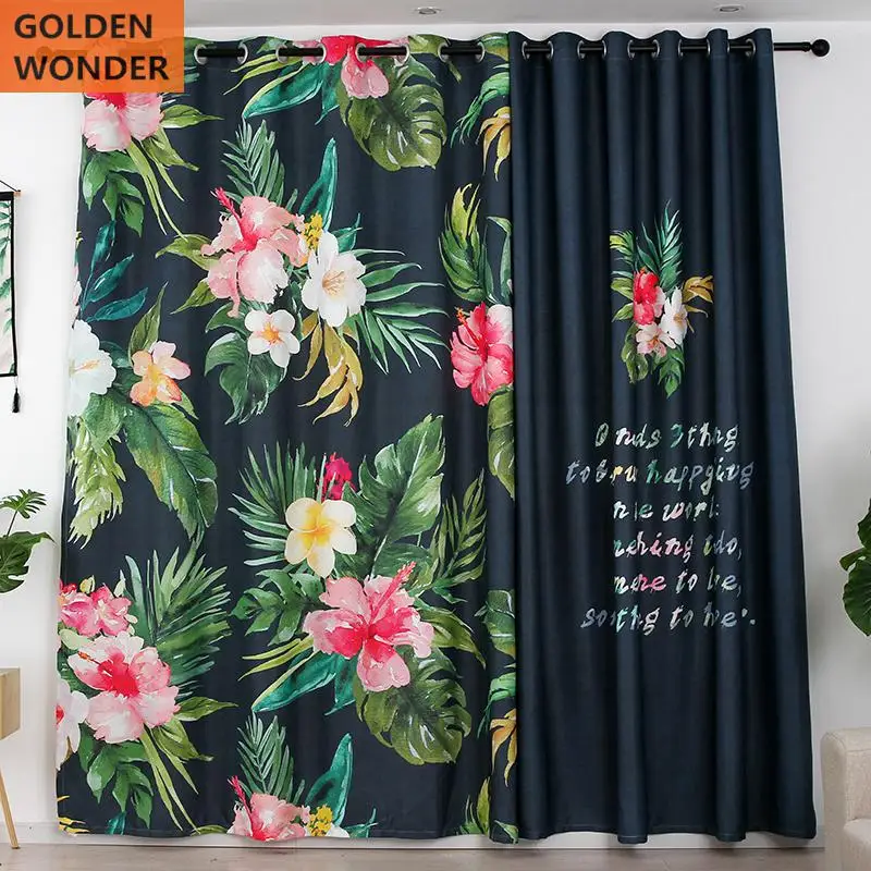 Светонепроницаемые шторы нового дизайна зеленые цветы плотные затемненные для