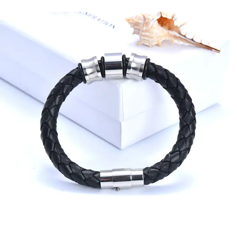 3 бусины из нержавеющей стали кожаный магнитный браслет ювелирные изделия