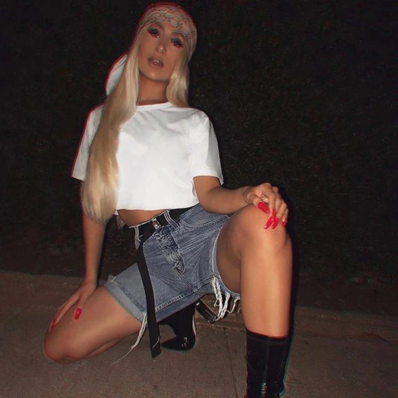 Rapwriter повседневные свободные однотонные Y2k кроп топы Летняя футболка для женщин