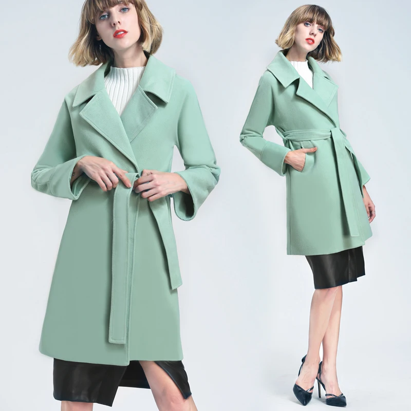 2017 осенне-зимнее плотное пальто с поясом женское повседневное свободное