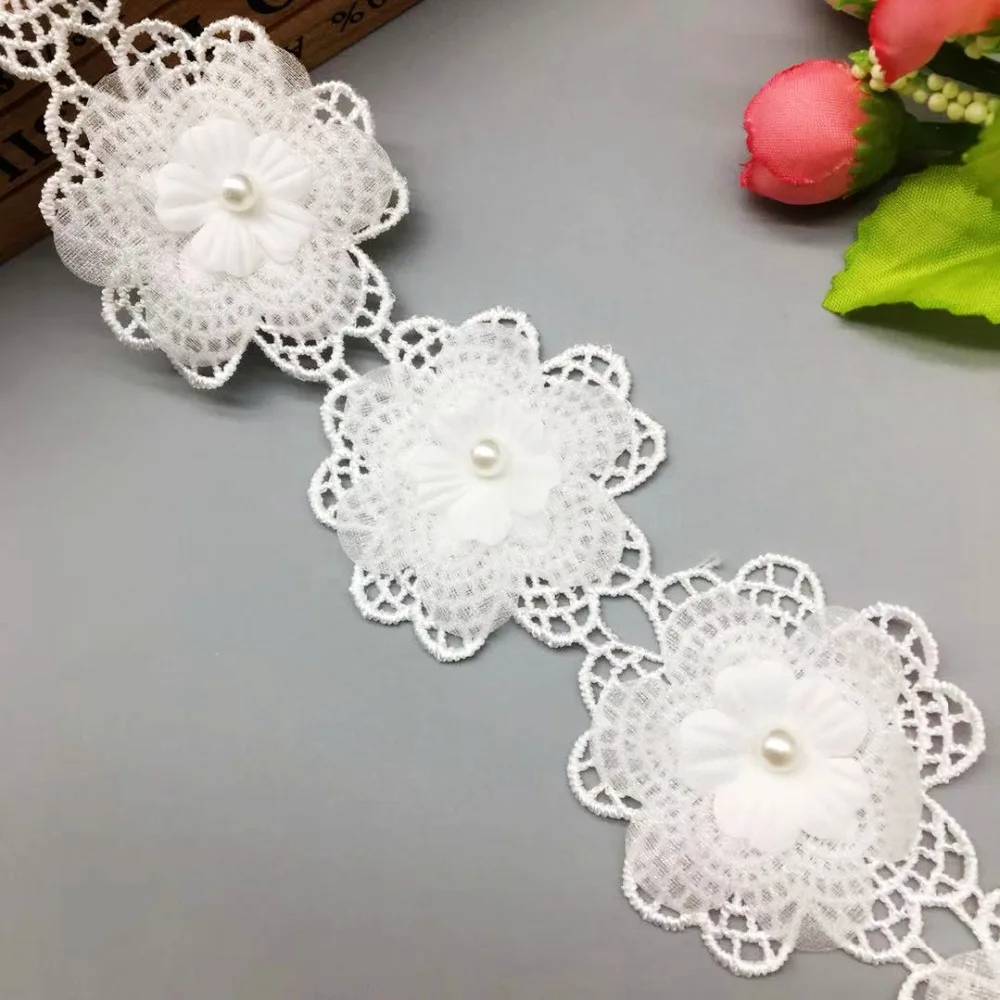 

Кружевная лента с цветочной вышивкой из полиэстера, 20x5 см