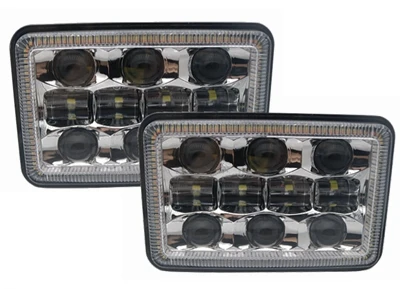 2pcs Chrome Marlaa 4X6 дюймов светодиодный головной светильник квадратный светильник Белый Halo DRL Янтарный поворотник герметичный Высокий/Низкий Луч Для Chevrolet Ford Trucks Dodge - Цвет: 2pcs Chrome
