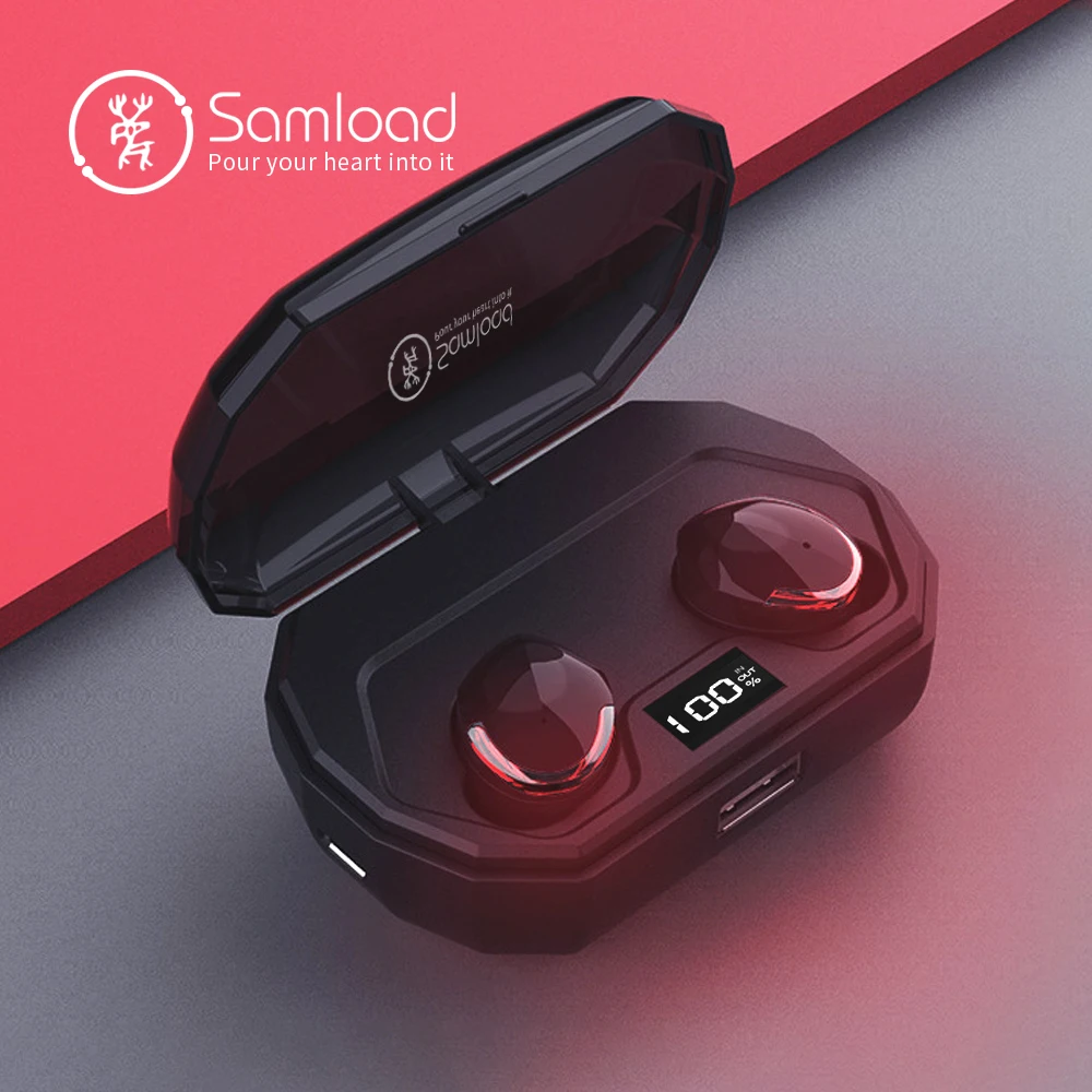Samload, Bluetooth 5,0, наушники, глубокий бас, беспроводные, Eaphones, Hi-Fi, вкладыши, наушники с микрофоном, 2000 мАч, зарядная коробка для iPhone, LG, sony