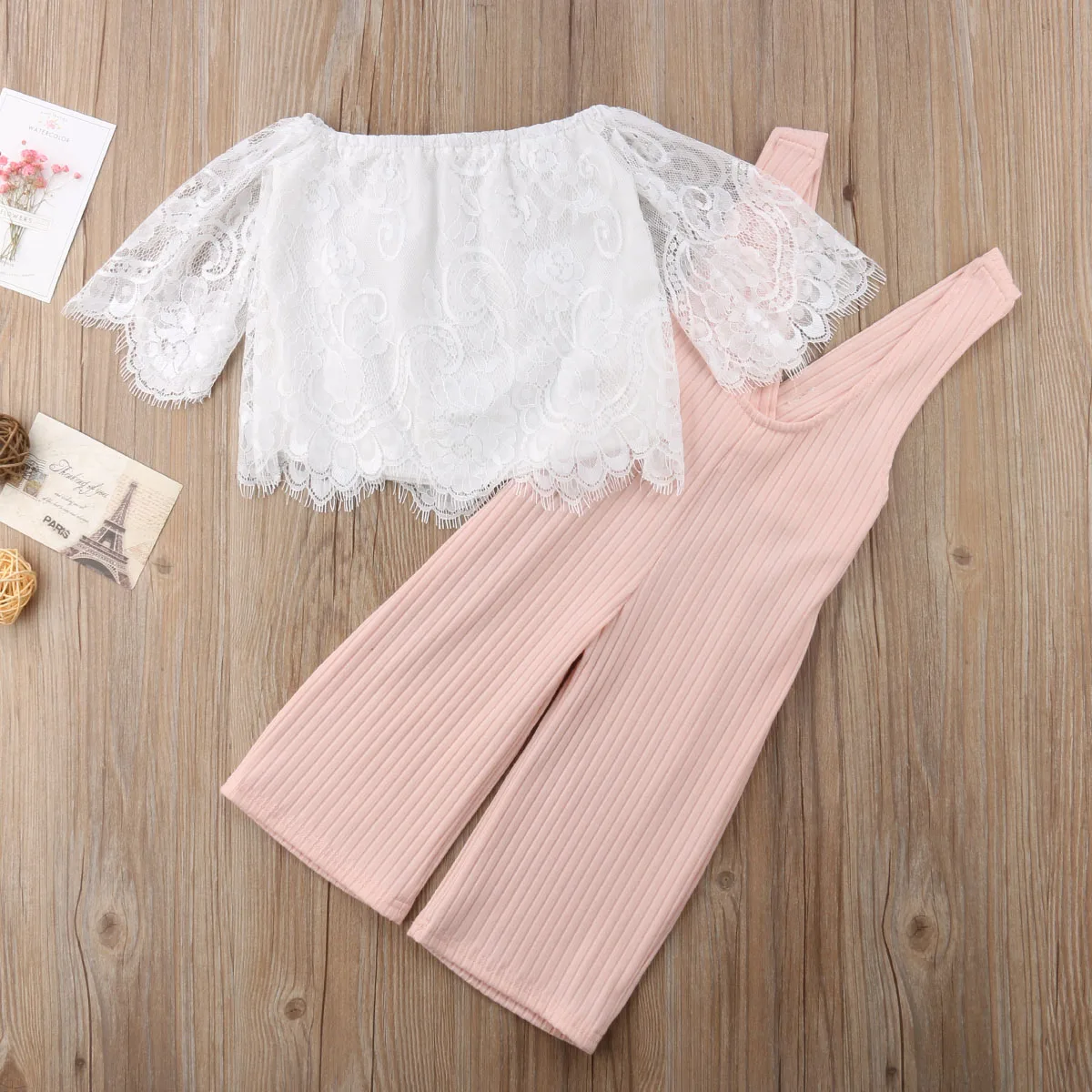 Восхитительный комплект одежды из 2 предметов для маленьких девочек кружевная