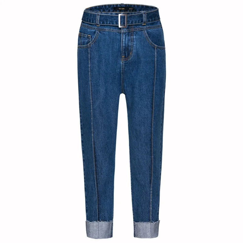 SEMIR Для женщин 100% хлопковые Джинсы бойфренда укороченные джинсы с пряжки ремня