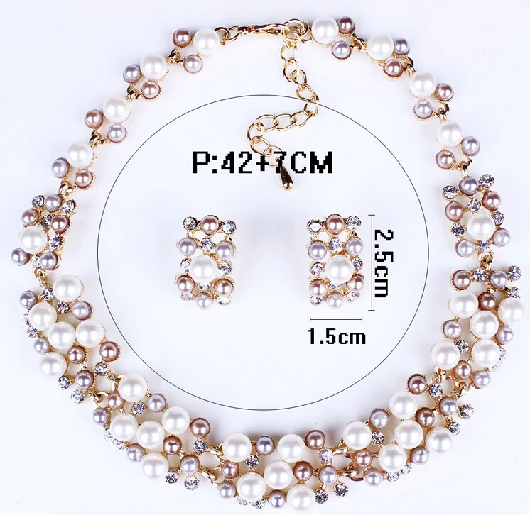 Новый дизайн 2 цвета набор ювелирных изделий из искусственного жемчуга женское