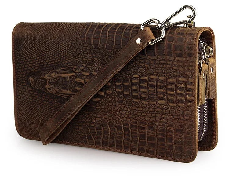 Винтажные мужские кошельки с узором под крокодила Длинный кошелек двойной