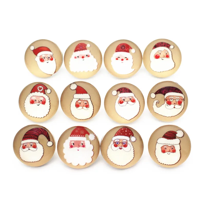 

Новая новинка 50 шт./лот кнопки с Санта-Клаусом стеклянные застежки с принтом подходят для рукоделия 18 мм имбирный браслет ювелирные изделия