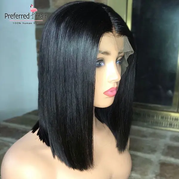 Естественный цвет Предпочтительный бразильский Remy боб парик 13x6 Омбре парик фронта шнурка с детскими волосами предварительно выщипанные короткие парики из человеческих волос для черных женщин - Цвет: Естественный цвет