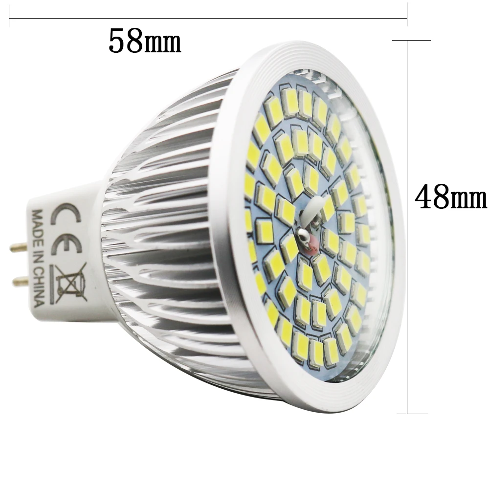 12 шт./лот Светодиодная лампа AC/DC12V MR16 48 светодиодов SMD 2835 для внутреннего домашнего