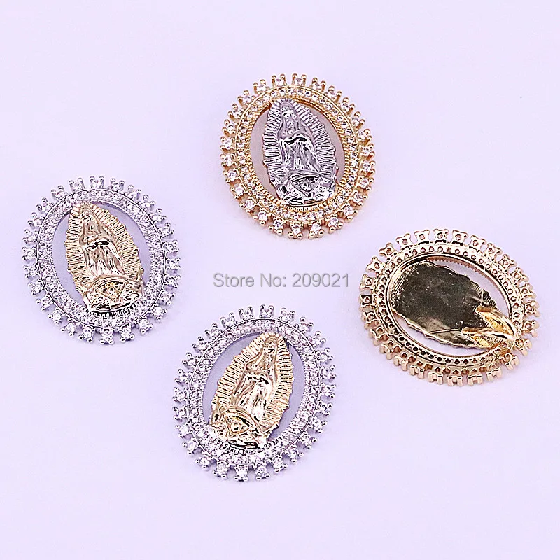 6 шт. золотая, Серебряная цепочка Ожерелье CZ Micro Pave Oval форма Иисуса Шарм ожерелье ювелирные изделия подарок