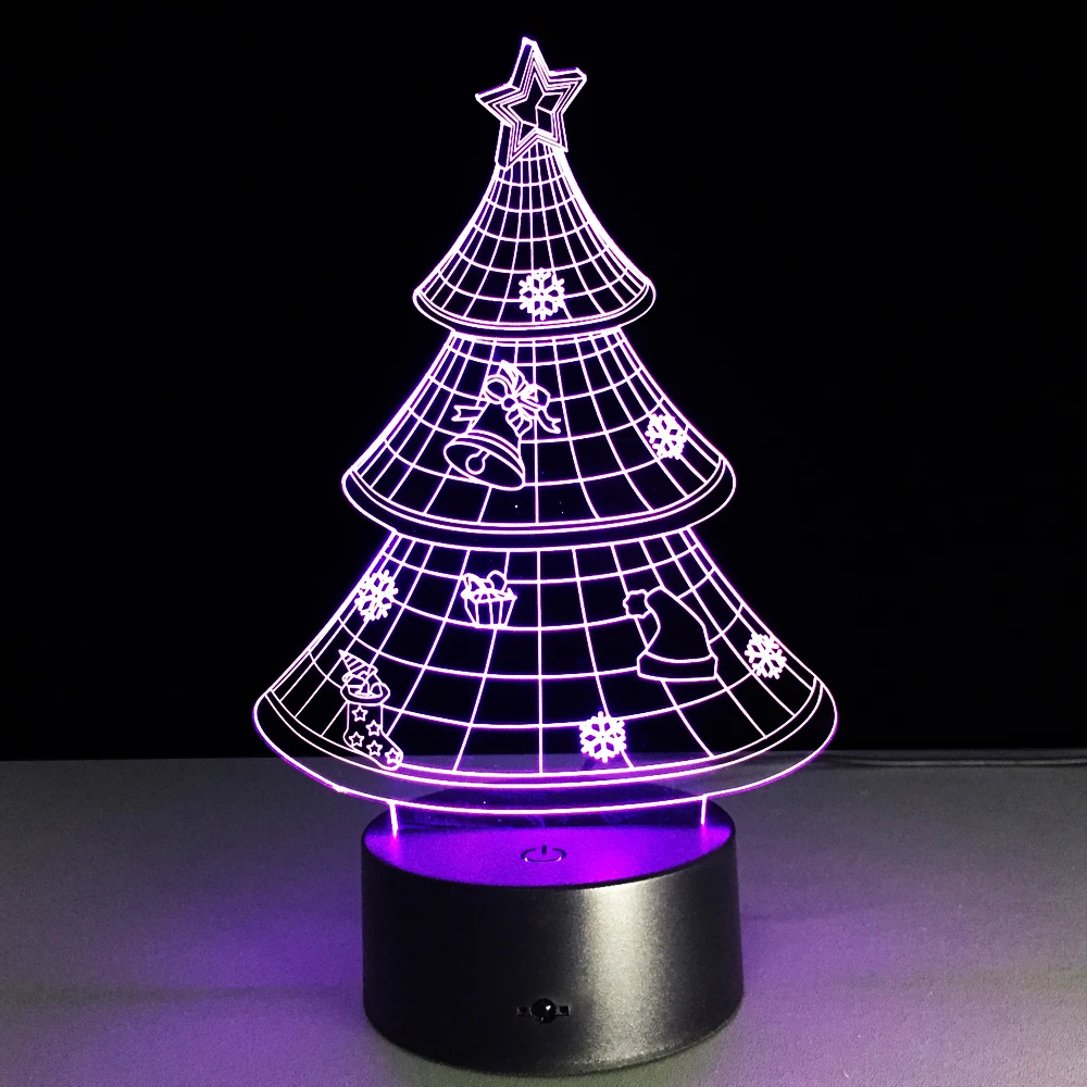 

7 Colors Changing LED Christmas Tree Night Light Lamp Home Decor Gift New Year Colorful Christmas Decoration Tree Deer Bell Lamp