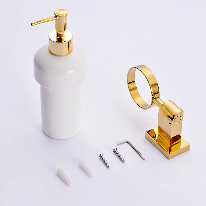 Настенный дозатор жидкого мыла с золотистой отделкой Керамический Диспенсер для