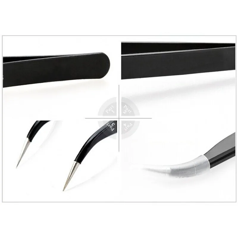 1 x Anti-Static Stainless Steel Tweezers Professional Slim Tip-point and Curved Point for Eyelash Extension Nail Art 01 | Красота и