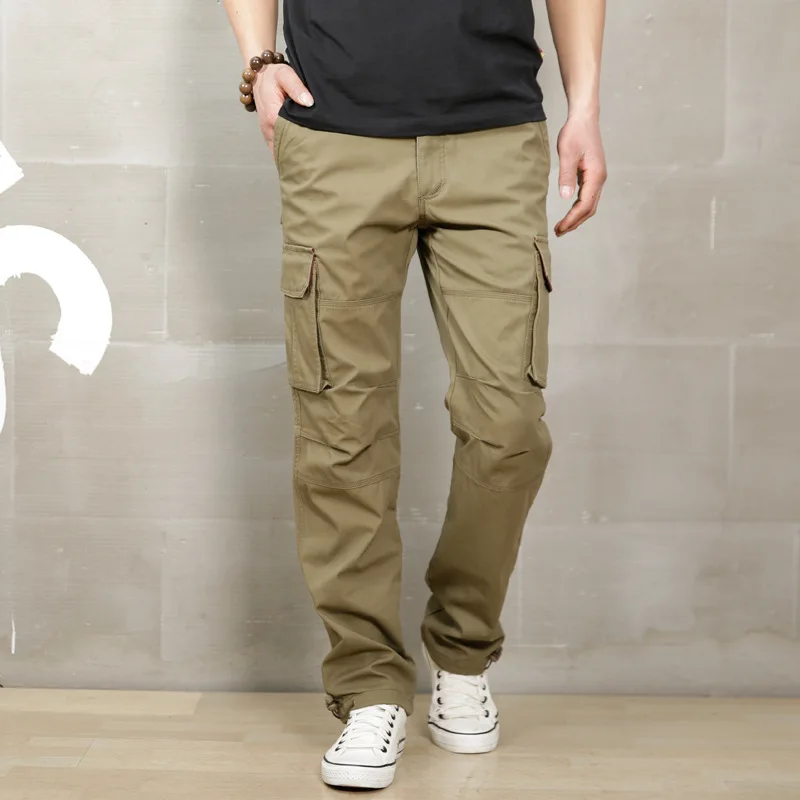 Мужские брюки-карго черные армейского зеленого цвета с большими карманами