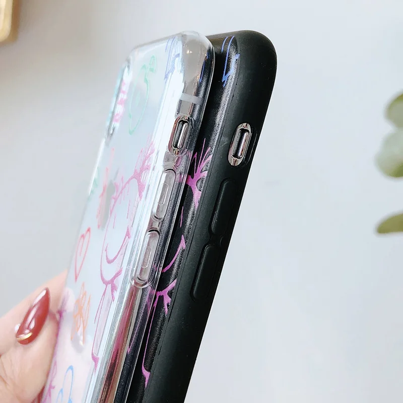 Pink Graffiti Phone Case For iPhone 7 7Plus Cases 8 8Plus X 6 6S Cute Cartoon Soft Silicone Transparent Cover Coque |