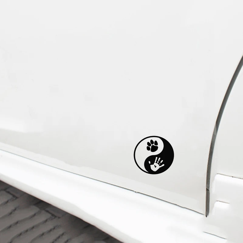 

Yin Yang Paw Hand Print Decal Window Bumper Sticker Car Pet Love Dog Cat