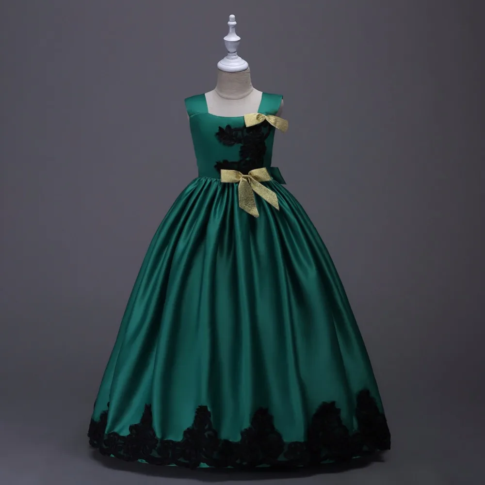 Милые Желтые атласные платья с цветочным узором для девочек 2020 бальное платье