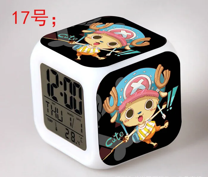 Япония мультфильм ONE PIECE LED 7 цветов Flash Цифровой Будильник дети ночник часы reloj despertador - Цвет: 17