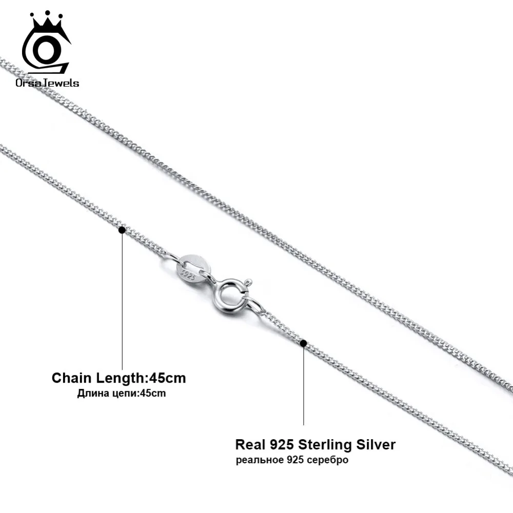 ORSA JEWELS подлинное 925 пробы Серебряное ожерелье боковая цепочка 45 см и удлиненное ожерелье простые модные ювелирные изделия SC18