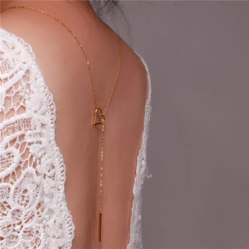 Ожерелье в форме сердца с подвеской виде полого стержня дизайнерское длинное