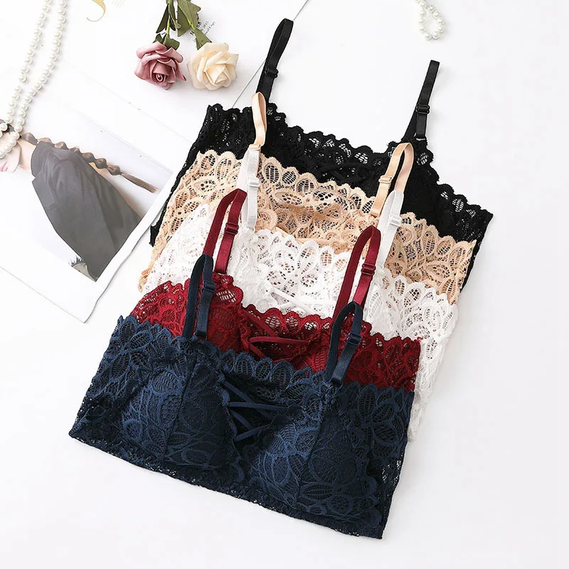 Женское нижнее белье бесшовный кружевной бюстгальтер с подкладкой белый красный