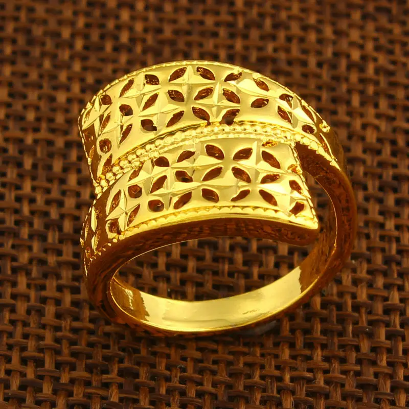 Африканское обручальное кольцо для женщин 24 к золотого цвета
