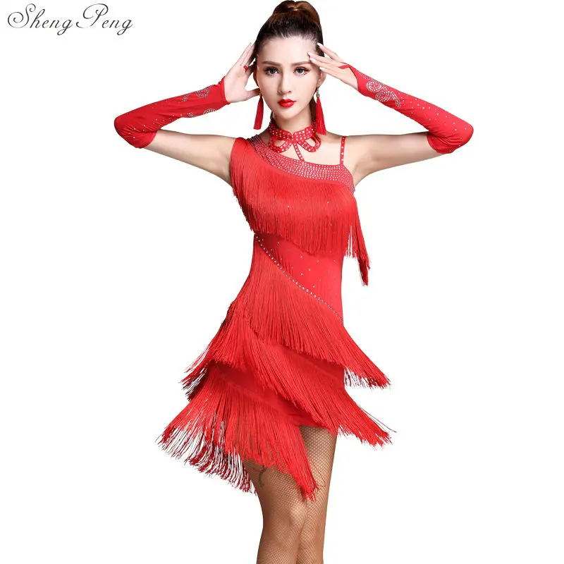 

Новинка 2018, танцевальные платья для бальных танцев, сальсы с кисточками, карнавальные костюмы для самбы, платье для латинских танцев для жен...