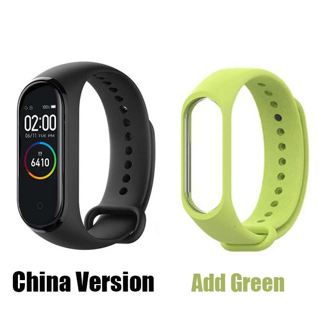 Add Strap Green Xiaomi mi Band 4 Smart mi band 4 водонепроницаемый пульсометр фитнес 135 мАч Bluetooth 5,0 50 м цветной экран - Цвет: Add Strap Green