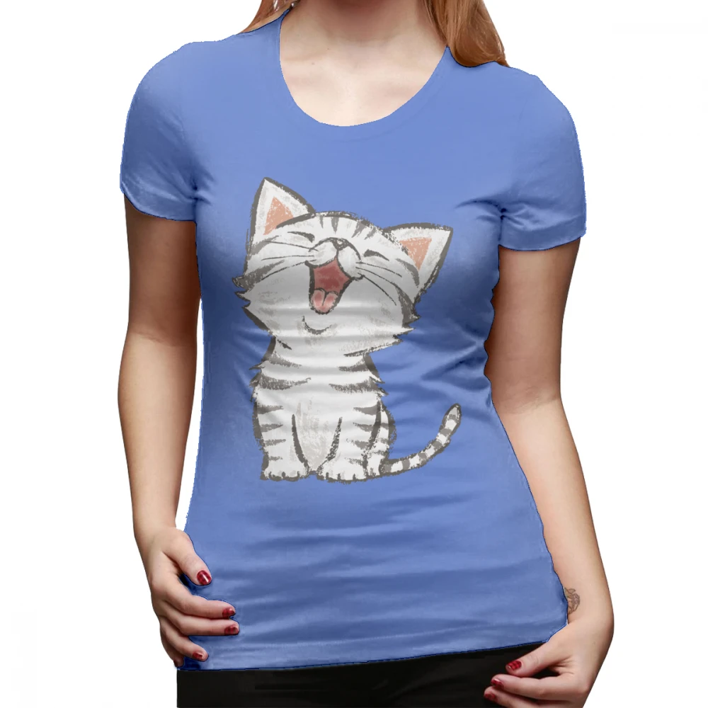 Kitten T-Shirt American Shorthair Happy T Shirt O Neck Funny Women tshirt Street Fashion Black Pattern Cotton Ladies Tee Shirt - Цвет: Армейский зеленый