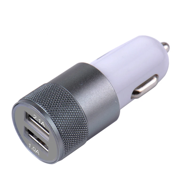1 шт. долговечное автомобильное зарядное устройство Mini Dual USB из алюминиевого