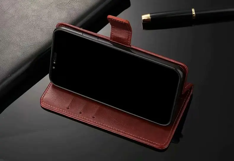 Люксовый кожаный чехол на магнитной застежке с Отделом портмоне для iPhone XS