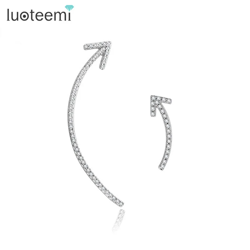 

LUOTEEMI Newest Love Jewelry Elegant Different Size Stud Earrings Arrow Shape Long Accessories Cover Ear Fashion for Women