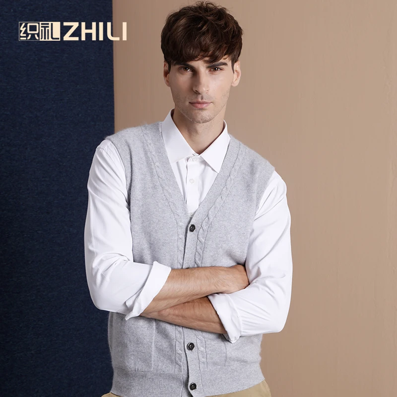 Мужской кашемировый кардиган с V-образным вырезом на пуговицах | Мужская одежда