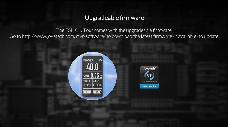 220 Вт Joyetech ESPION Tour Box Mod батарея питание от двух 18650(не входит в комплект) электронная сигарета mod box