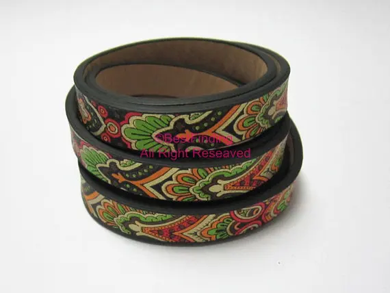 10x2mm Flat ethnic leather cord Green mixed | Украшения и аксессуары
