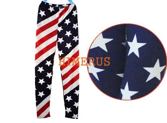 Fashion Women American Flag Stripe Star Print Leggings Lady Summer Skinny Cropped Jeans Free Shipping 5867 | Женская одежда