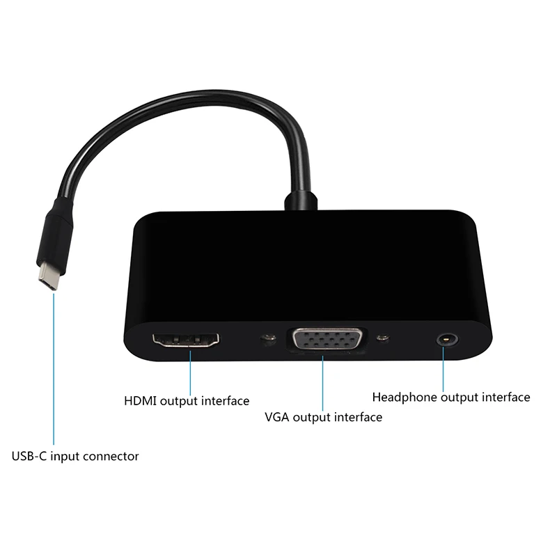 Адаптер USB C HDMI VGA Тип к 4K Thunderbolt 3 для Samsung Galaxy S8 Huawei Mate 10 Xiaomi Air HDMI|Кабели USB| |