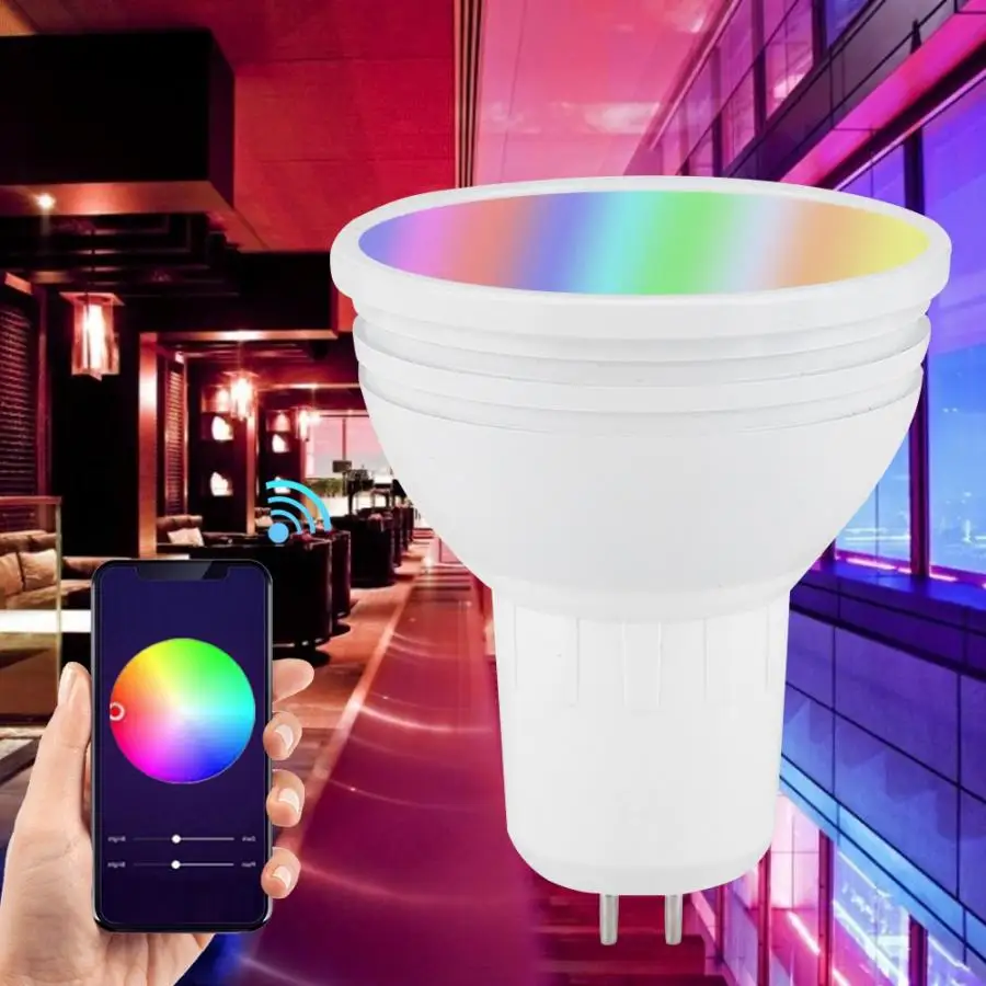6 Вт Светодиодная RGB + CW интеллектуальная многоцветная умная лампа с регулируемой