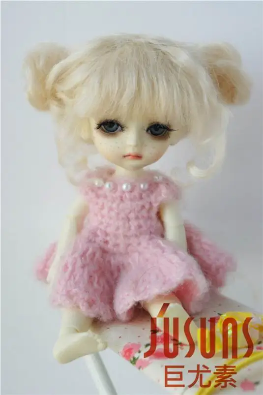 JD406 1/8 5 6 дюймов парик для куклы BJD кукла прекрасный мохер парики ребенка два пони