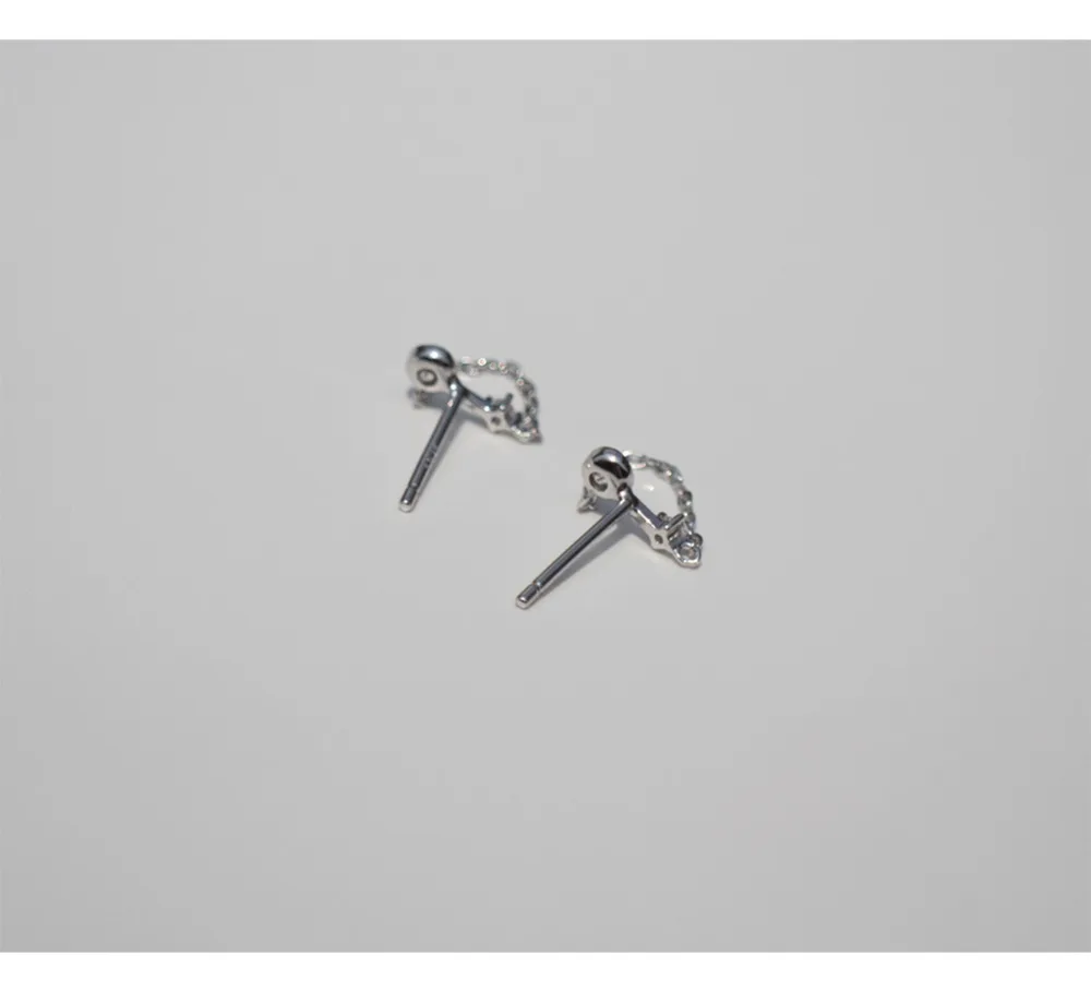 Серьги из стерлингового серебра S925, модные серьги-гвоздики с цирконием, прямые серьги-гвоздики, цепочка для ушей, трендовая индивидуальность для девушек, серебряные серьги, ювелирные изделия