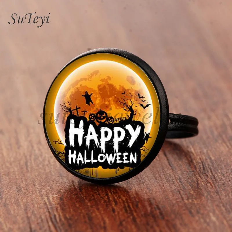 Женское кольцо с кабошонами SUTEYI бронзовое изображением ведьмы тыквы Счастливого