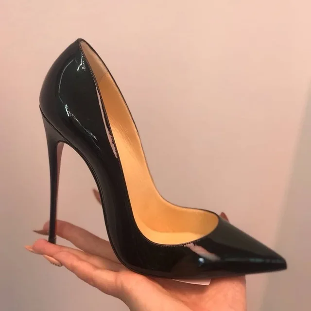 style 5 12cm heel Женские туфли-лодочки на каблуке 12 см; туфли на высоком каблуке; женские офисные туфли из лакированной кожи на шпильке с острым носком; женские свадебные вечерние туфли на высоком каблуке - Цвет: style 5 12cm heel