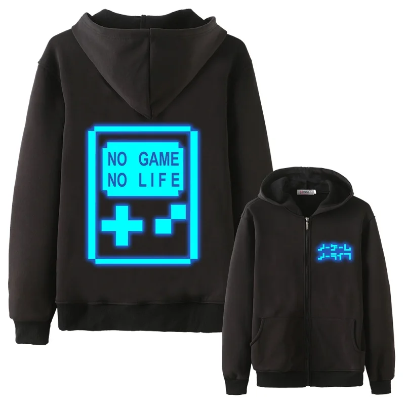 Светящаяся толстовка с капюшоном High-Q унисекс аниме NO GAME LIFE Sora Shiro кардиган без